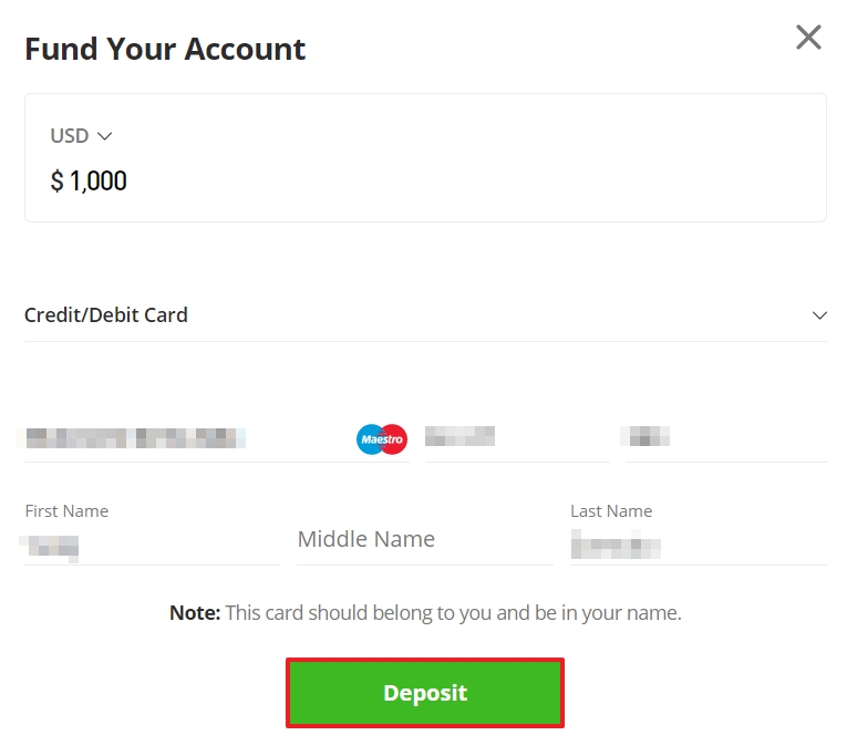 Fund your eToro account