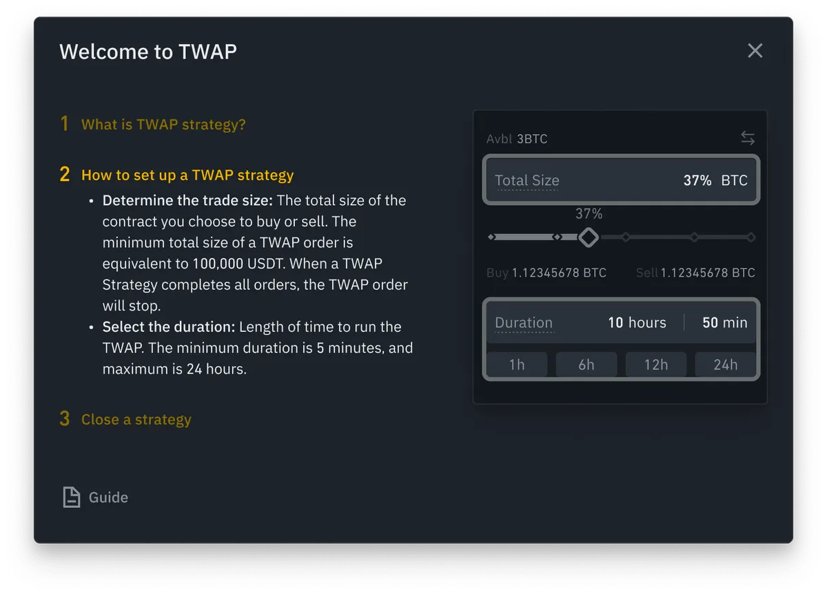 Setting up the TWAP strategy on Binance