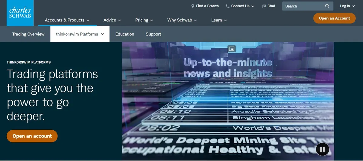 Thinkorswim by Charles Schwab paper trading simulator