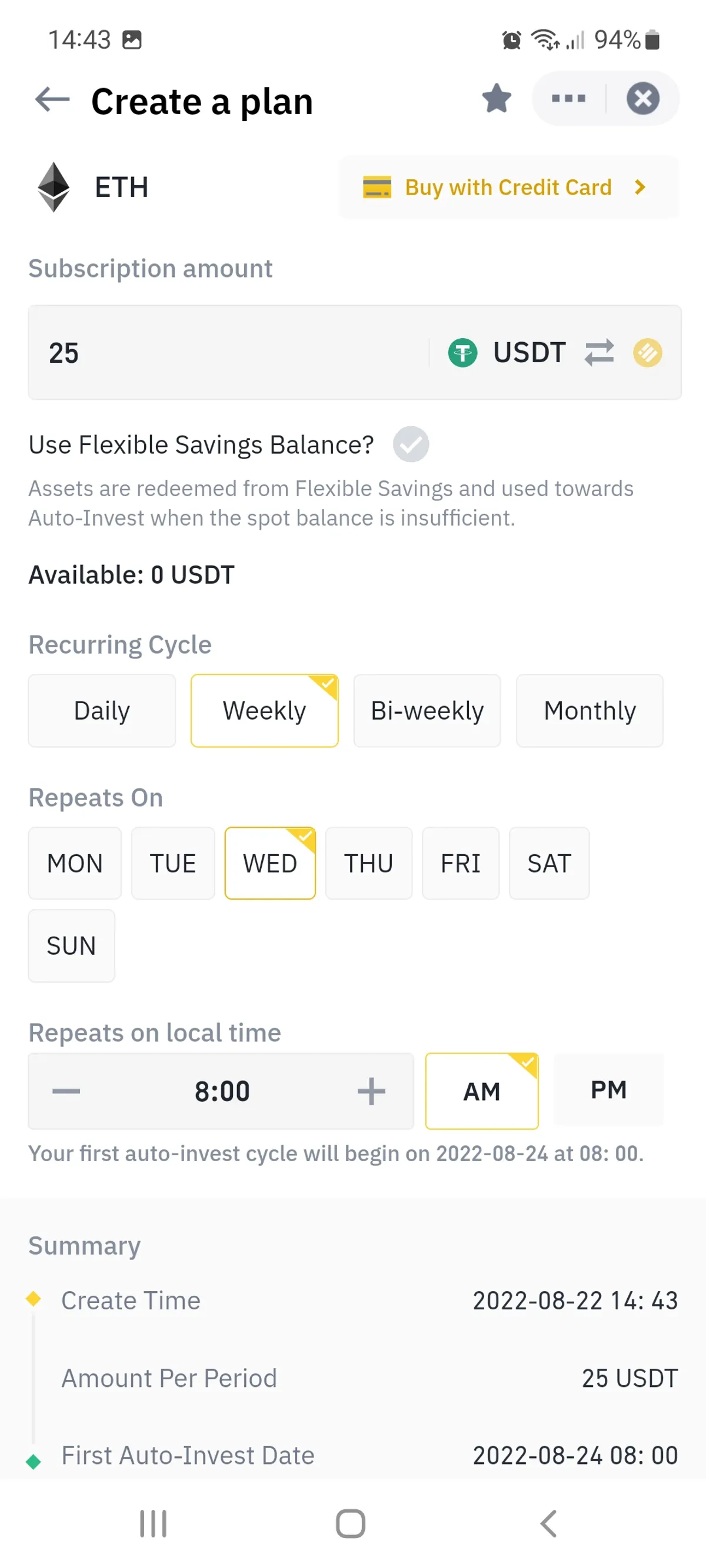 Binance dollar-cost averaging