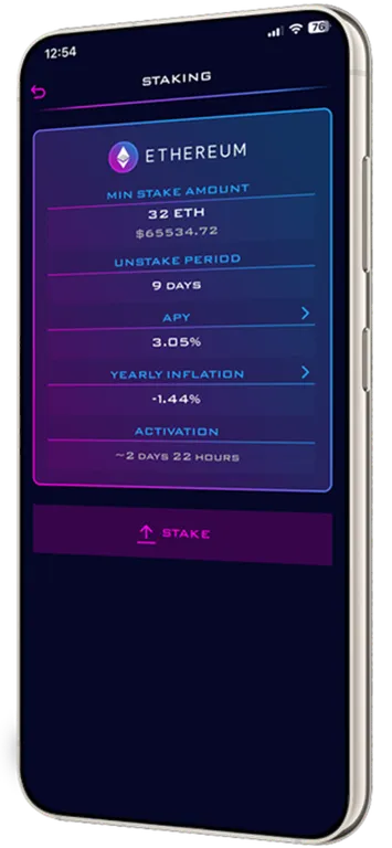 Mobile Application Interface of CryptoStake