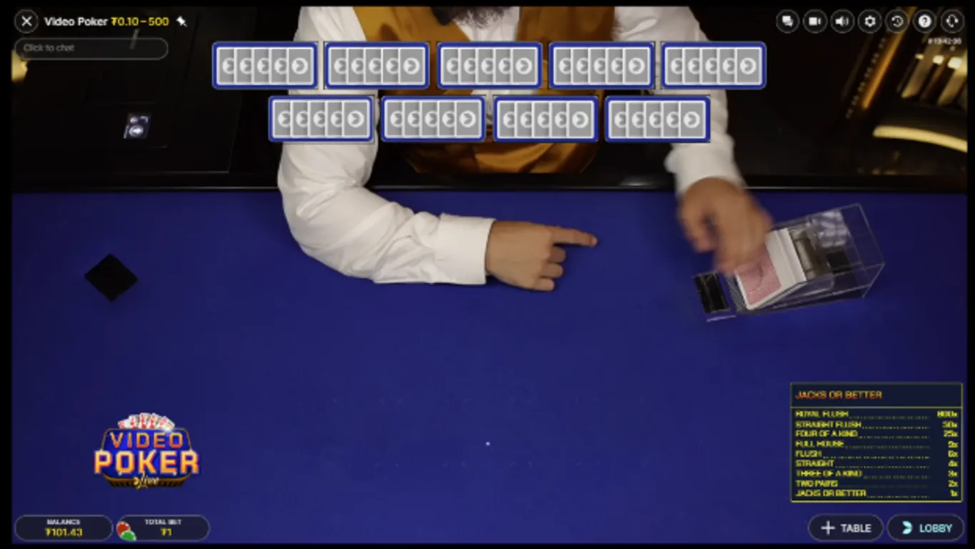 Video poker table