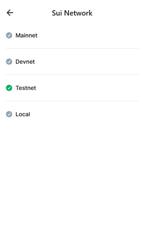Sui network options