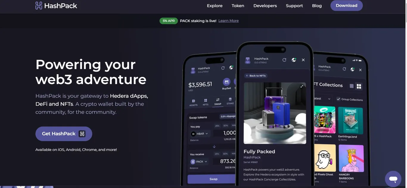 HashPack Hedera wallet website