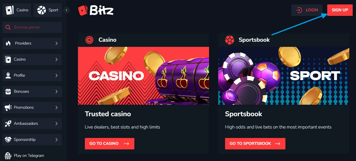 bitz casino signup