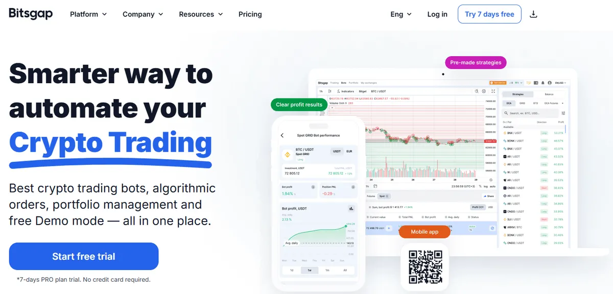 Bitsgap homepage