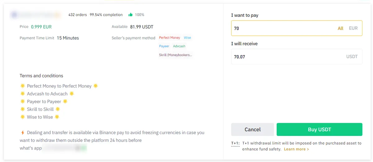 Buy usdt with wise on Binance