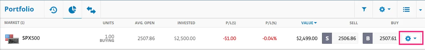 invest in S&P 500 on eToro
