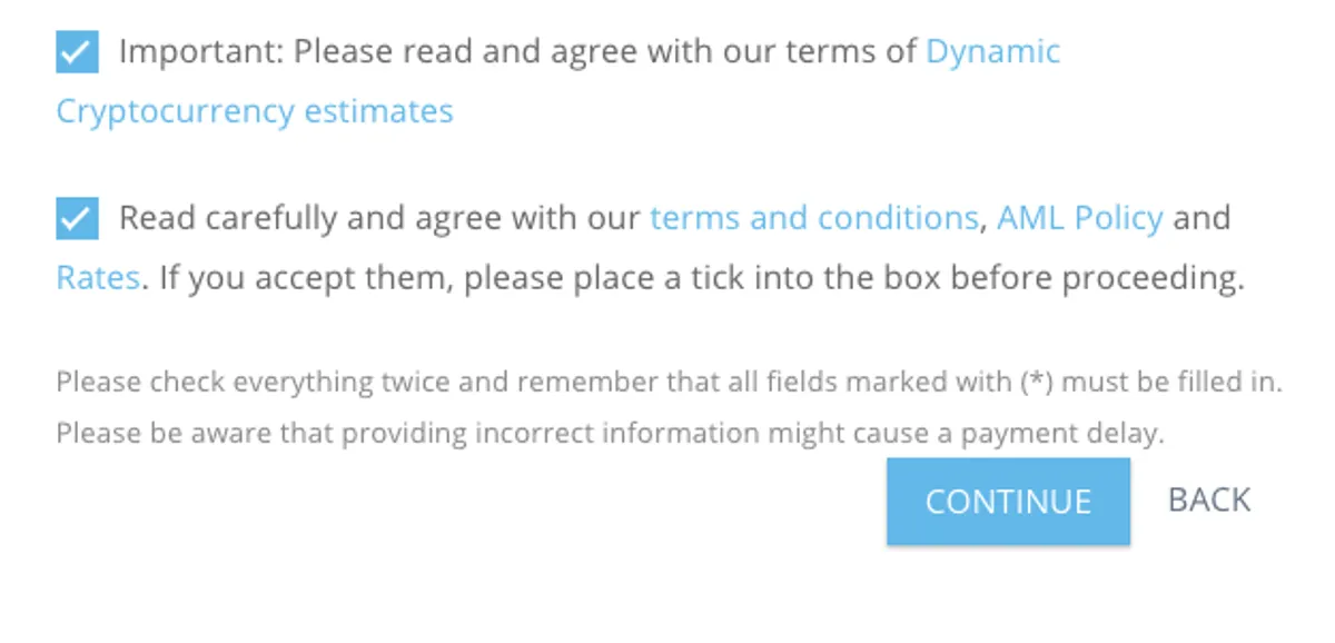 Paybis - Agree withterms and conditions