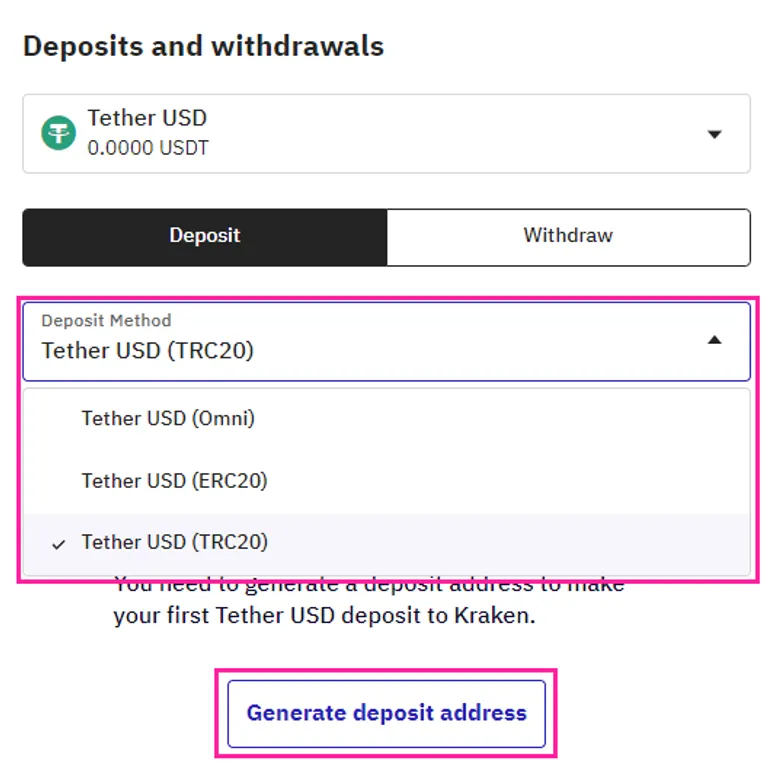 How to transfer USDT from Binance to Kraken (Step 1: generate Tether balance on Kraken)