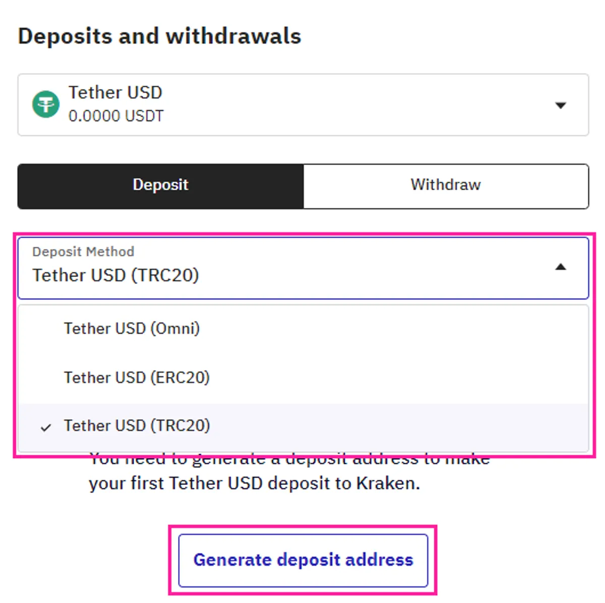 How to transfer USDT from Binance to Kraken (Step 1: generate Tether balance on Kraken)