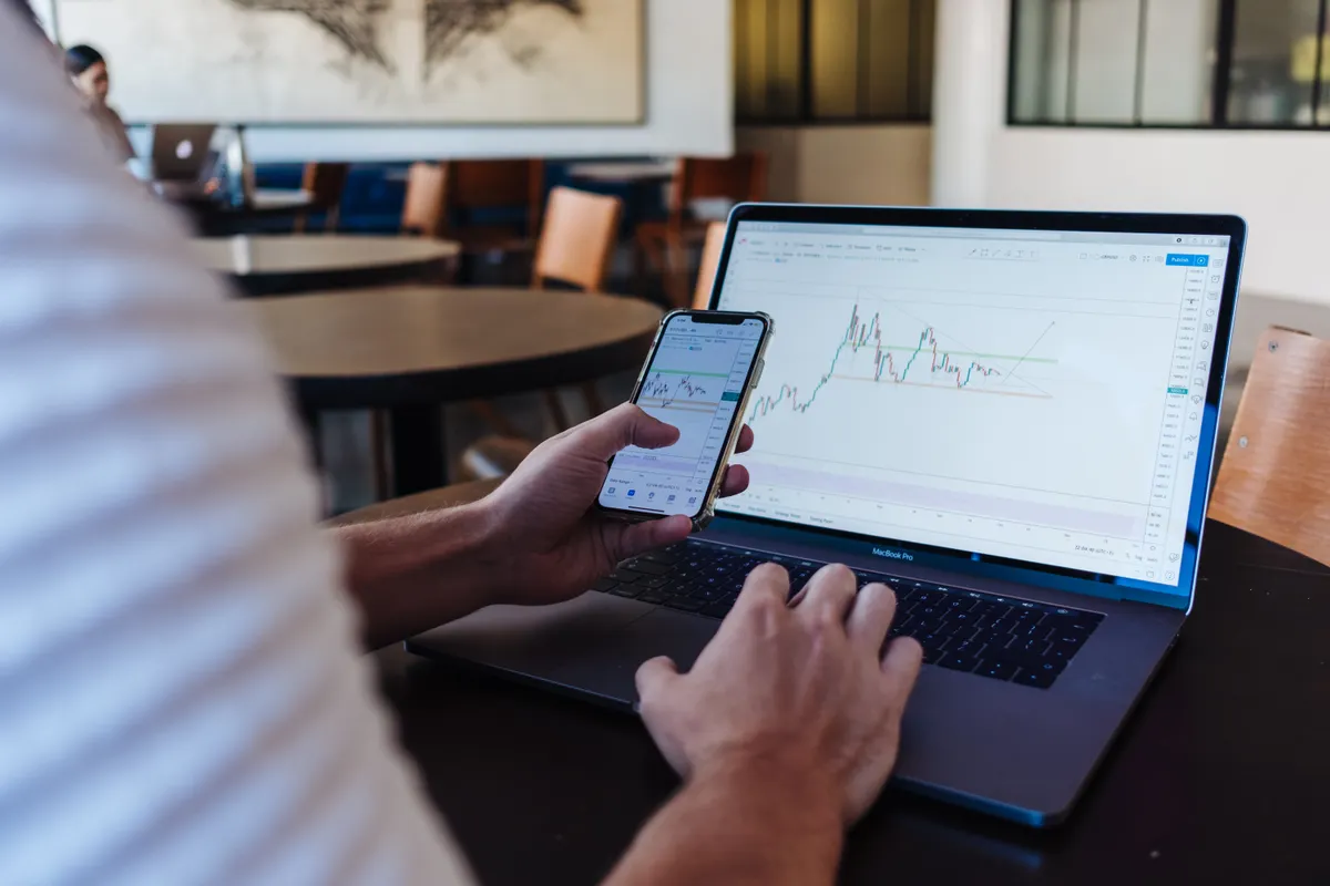a stock trading laptop