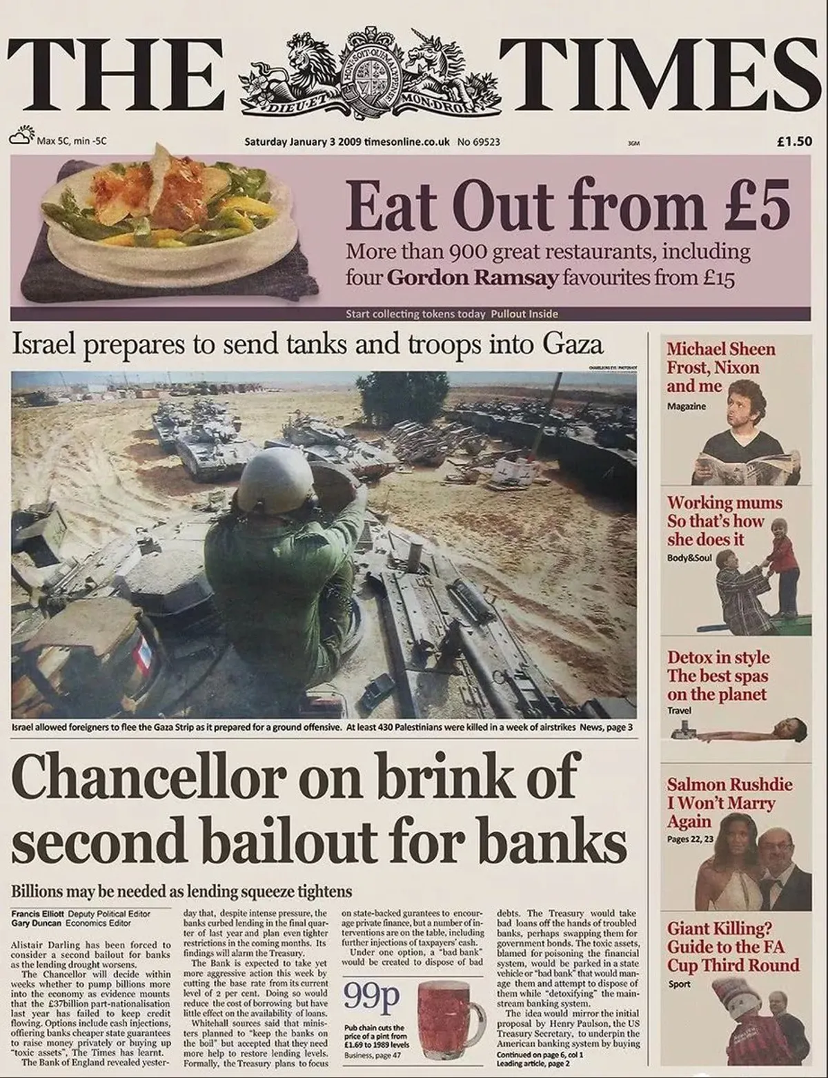 Cover of The Times newspaper from January 3, 2009