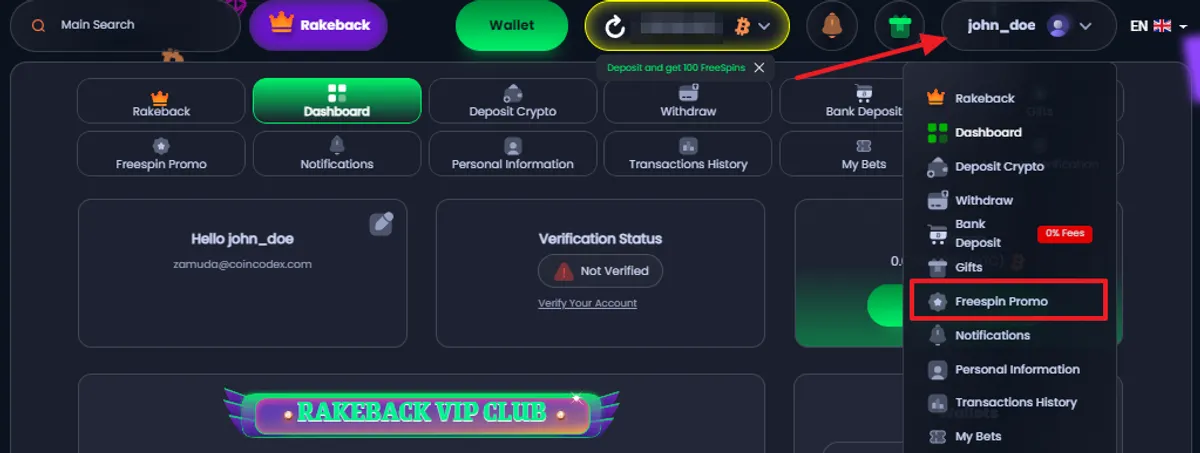 deposit jackbit account
