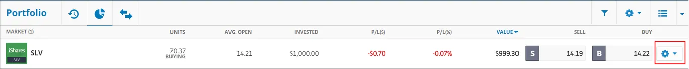 invest in SLV ETF on eToro