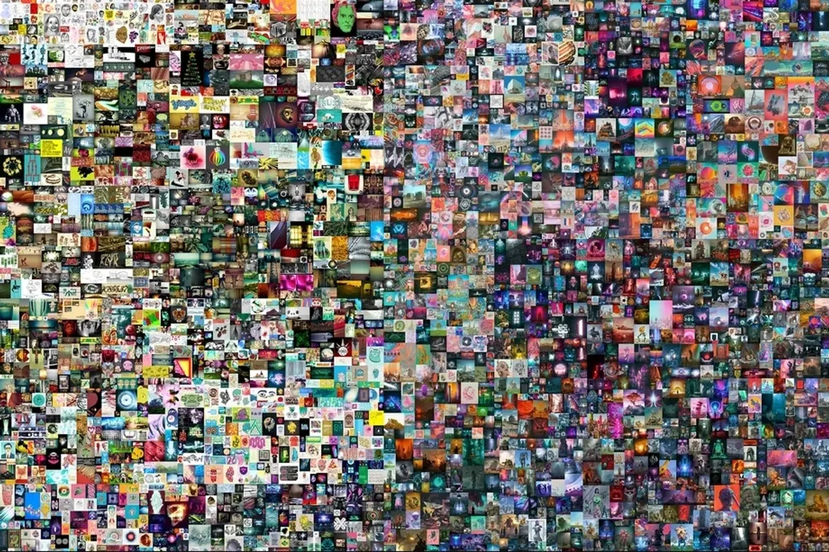 Beeple's digital image collage called "The First 5000 Days" is the most expensive NFT tiem sold to date