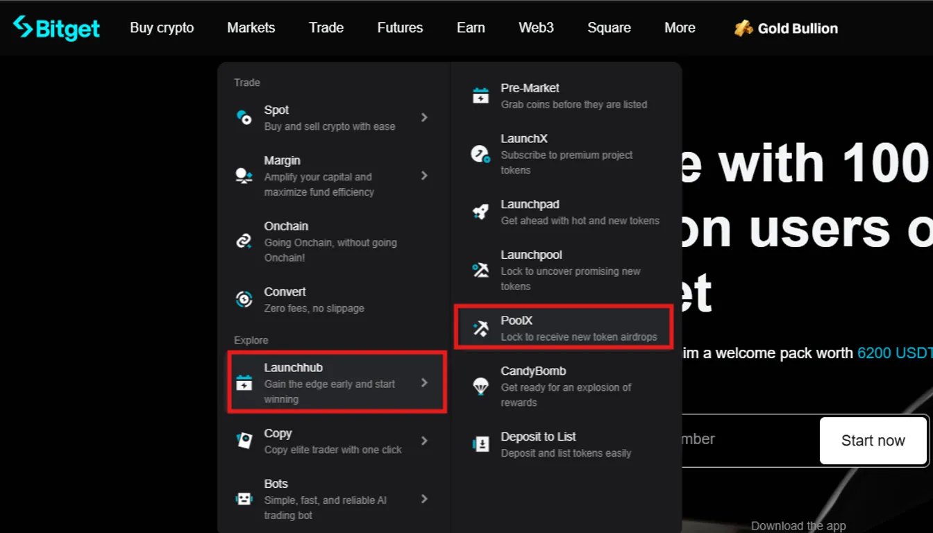 PoolX navigation