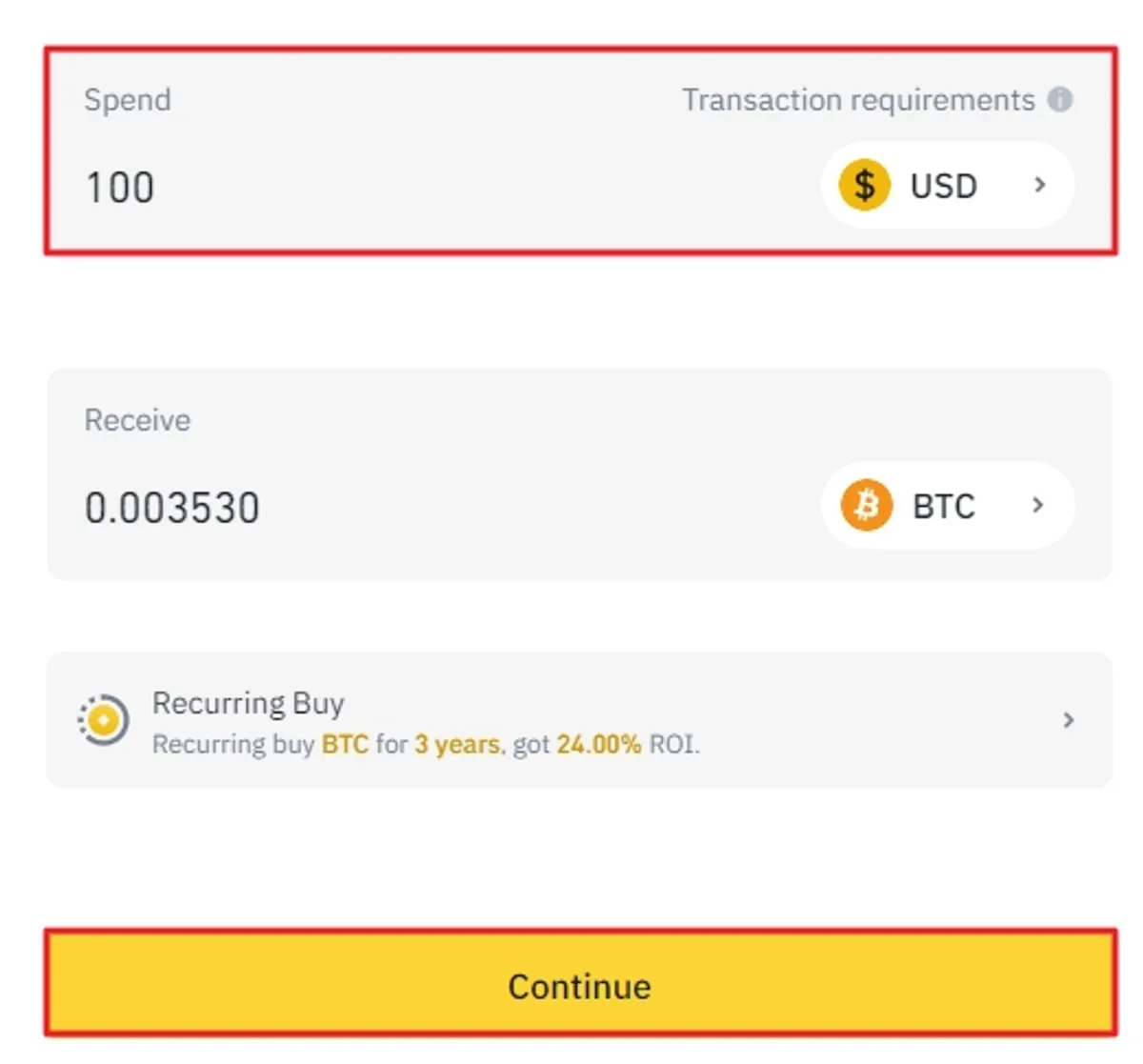 How to buy Bitcoin with Apple Pay on Binance (step 3)