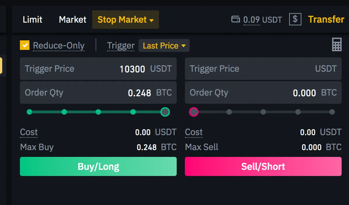 Stop market Tab