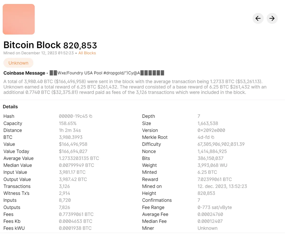 Bitcoin block explorer