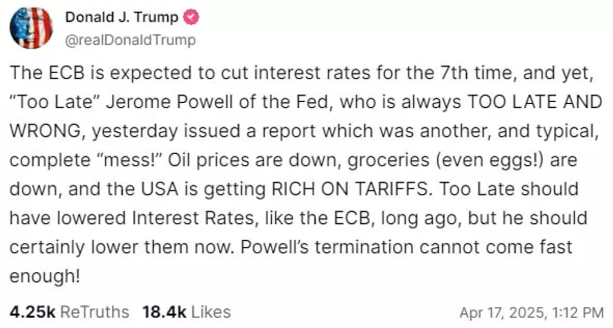 Donald Trump truth social post