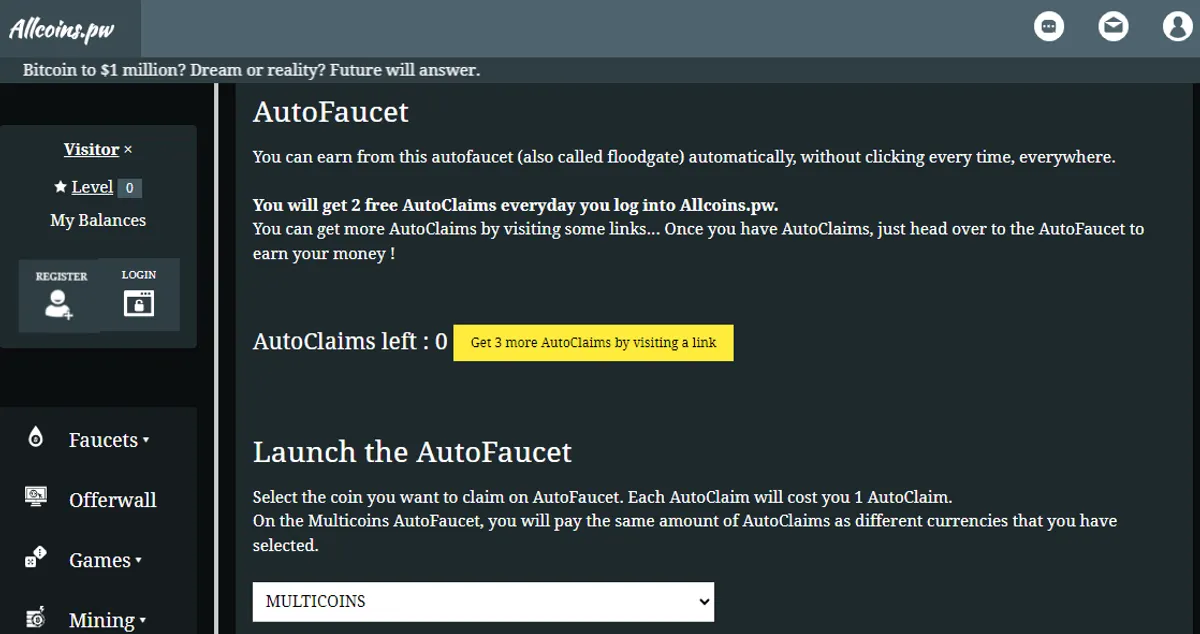 AllCoins.pw is one of the best crypto faucet apps in 2024