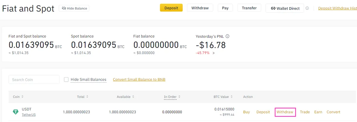 How to transfer USDT from Binance to OKX - Binance's spot wallet