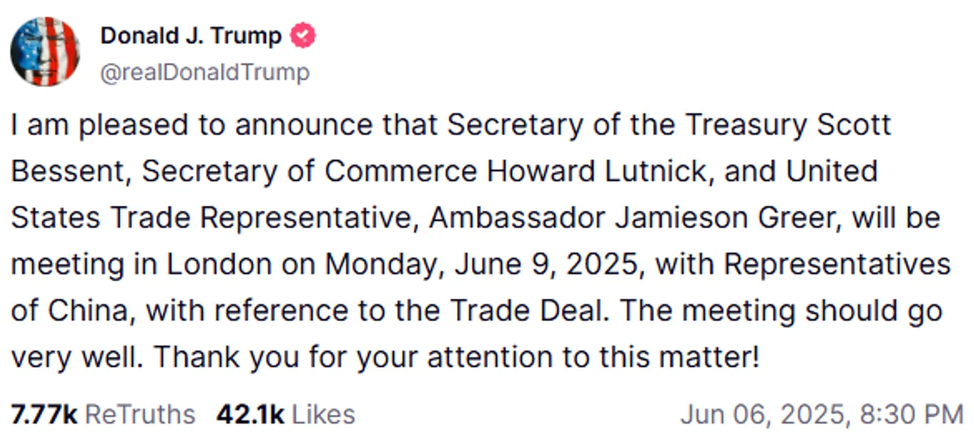 Trump's truth social post