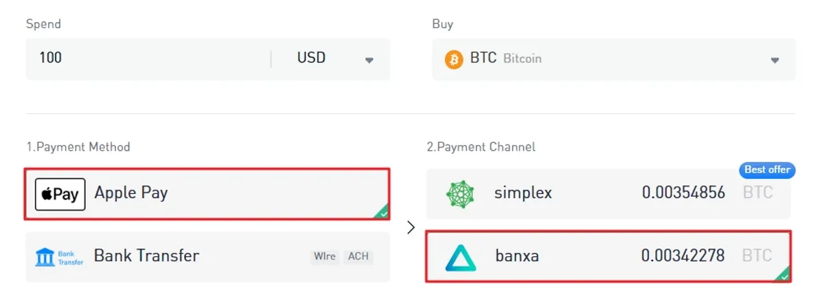How to buy Bitcoin with Apple Pay on KuCoin (step 4)