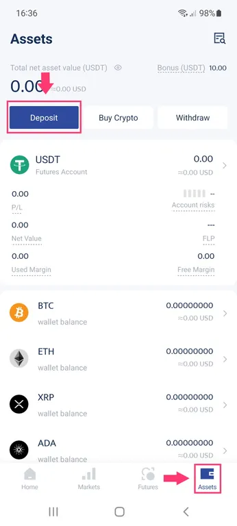 BTCC crypto deposit