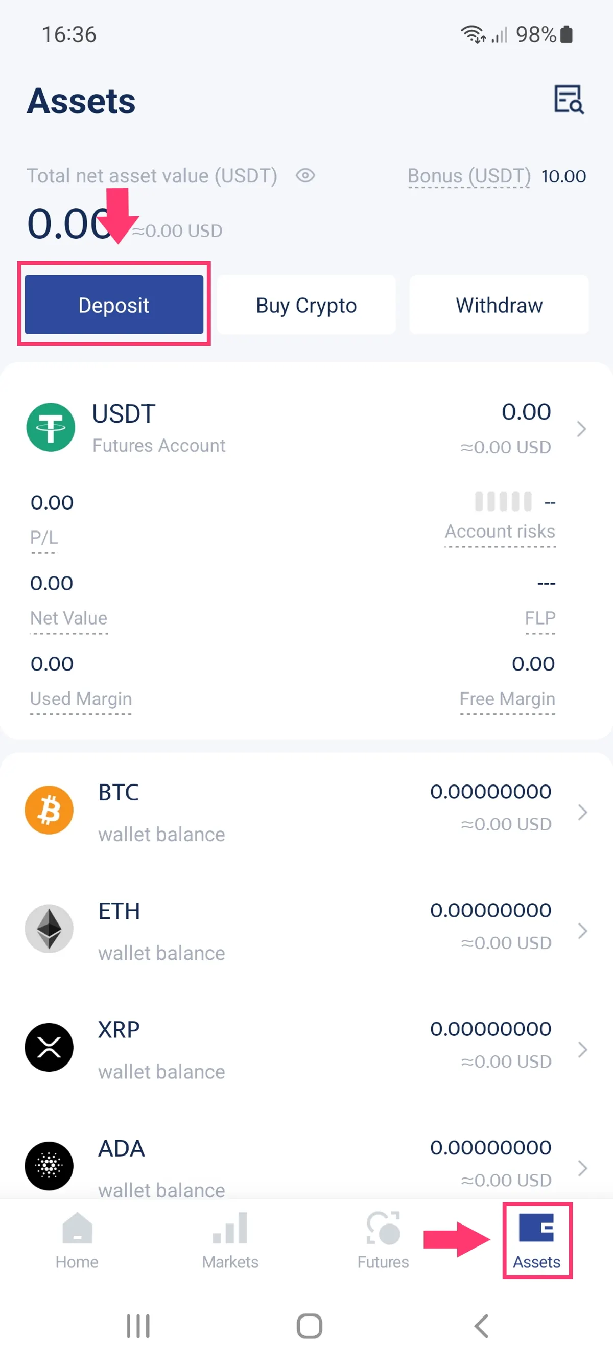 BTCC crypto deposit