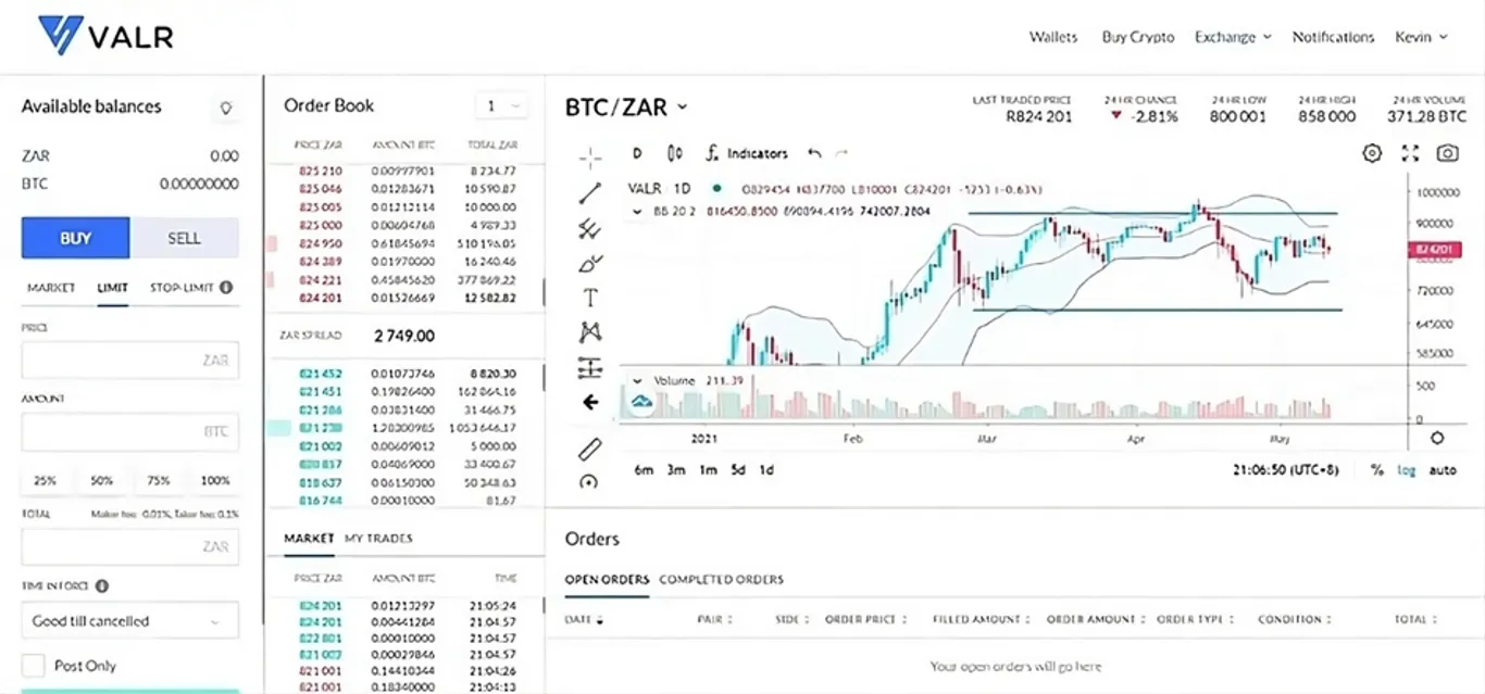 image showing Valr interface