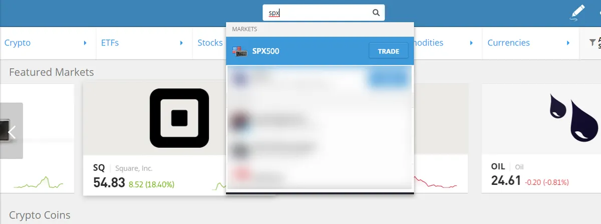 trade S&P 500 on eToro