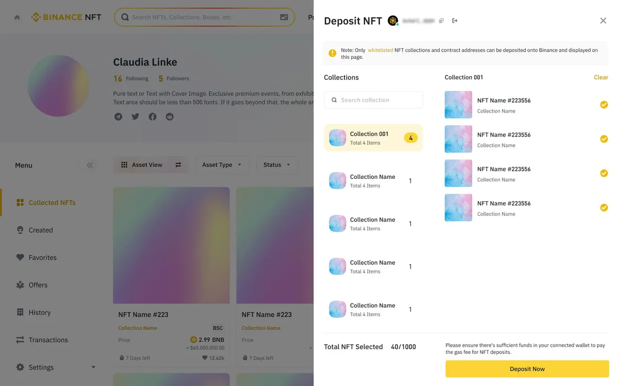 Binance NFT deposit 