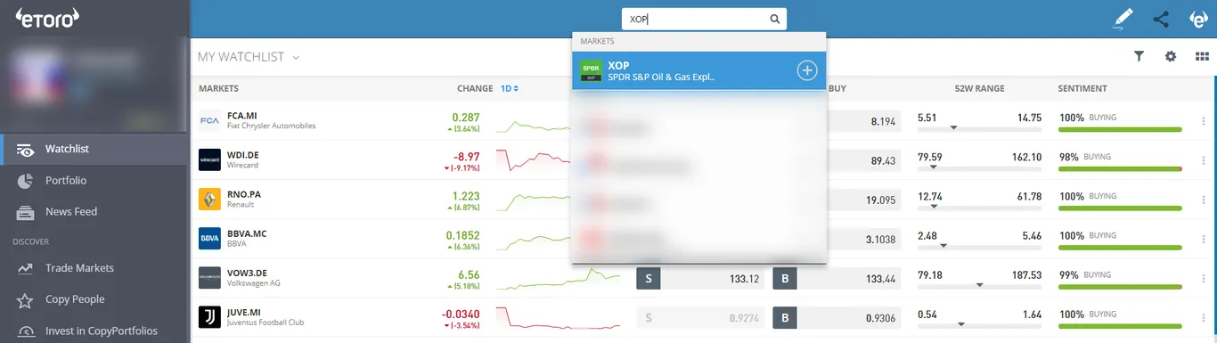 trade XOP on eToro