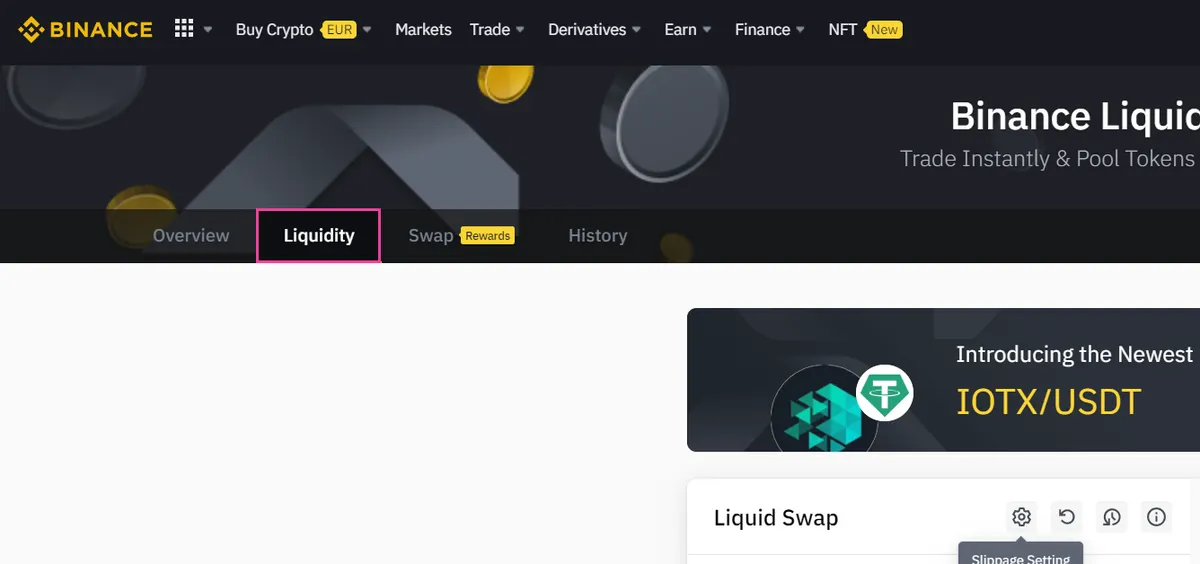 Binance provide liquidity