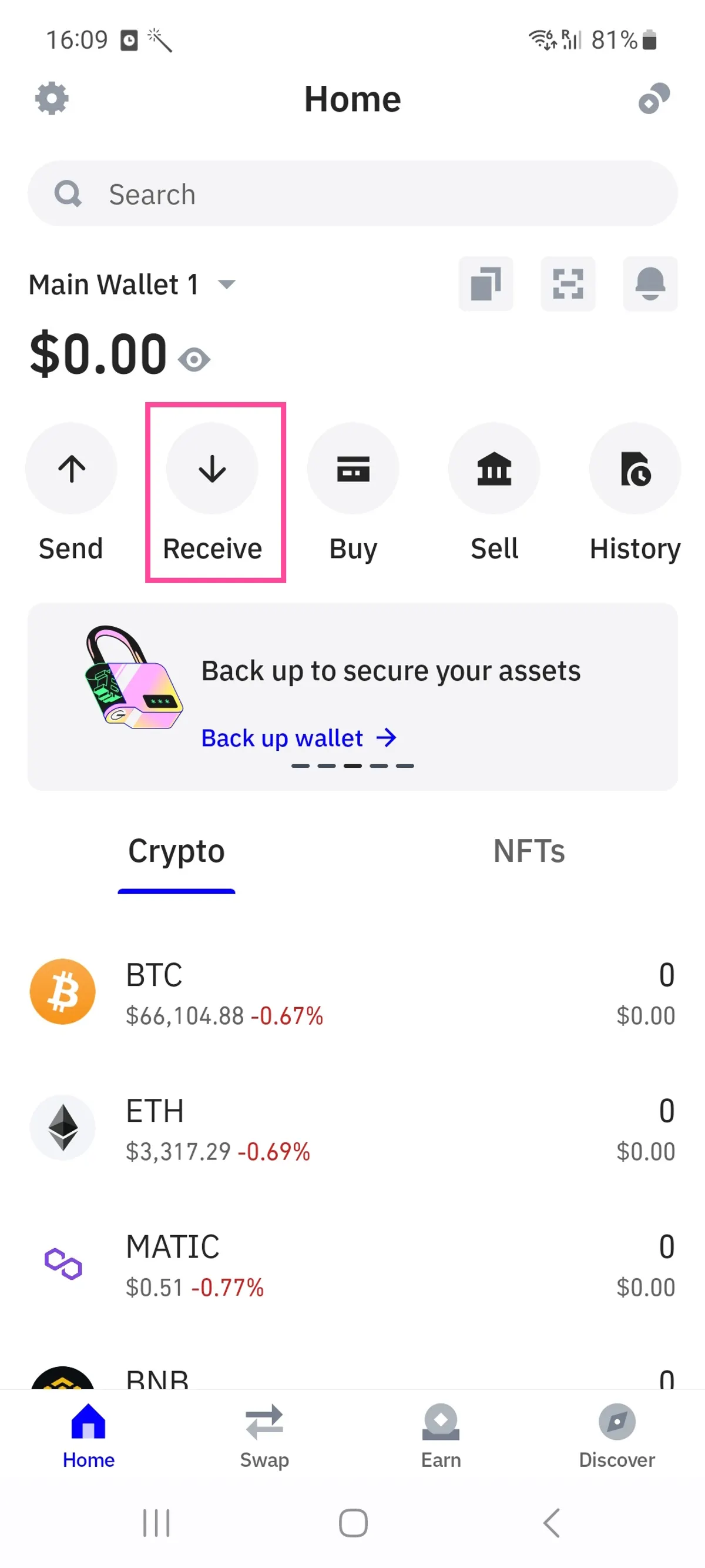 Trust Wallet receive crypto