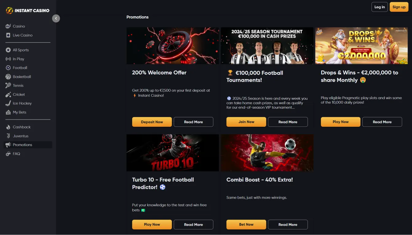 Instant Casino promotions
