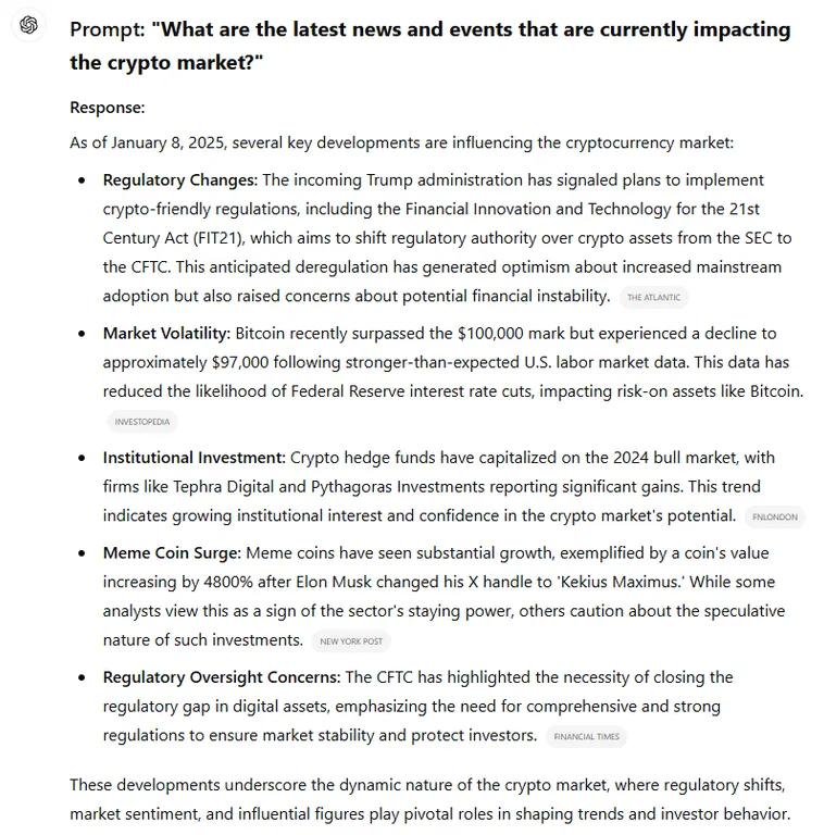 ChatGPT latest crypto news analysis