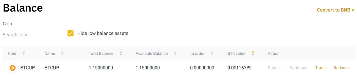binance btcup balance