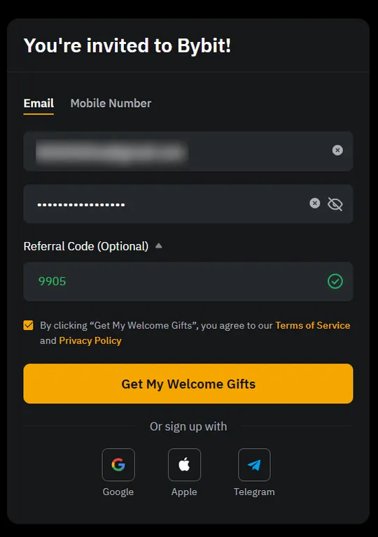 Bybit sign up