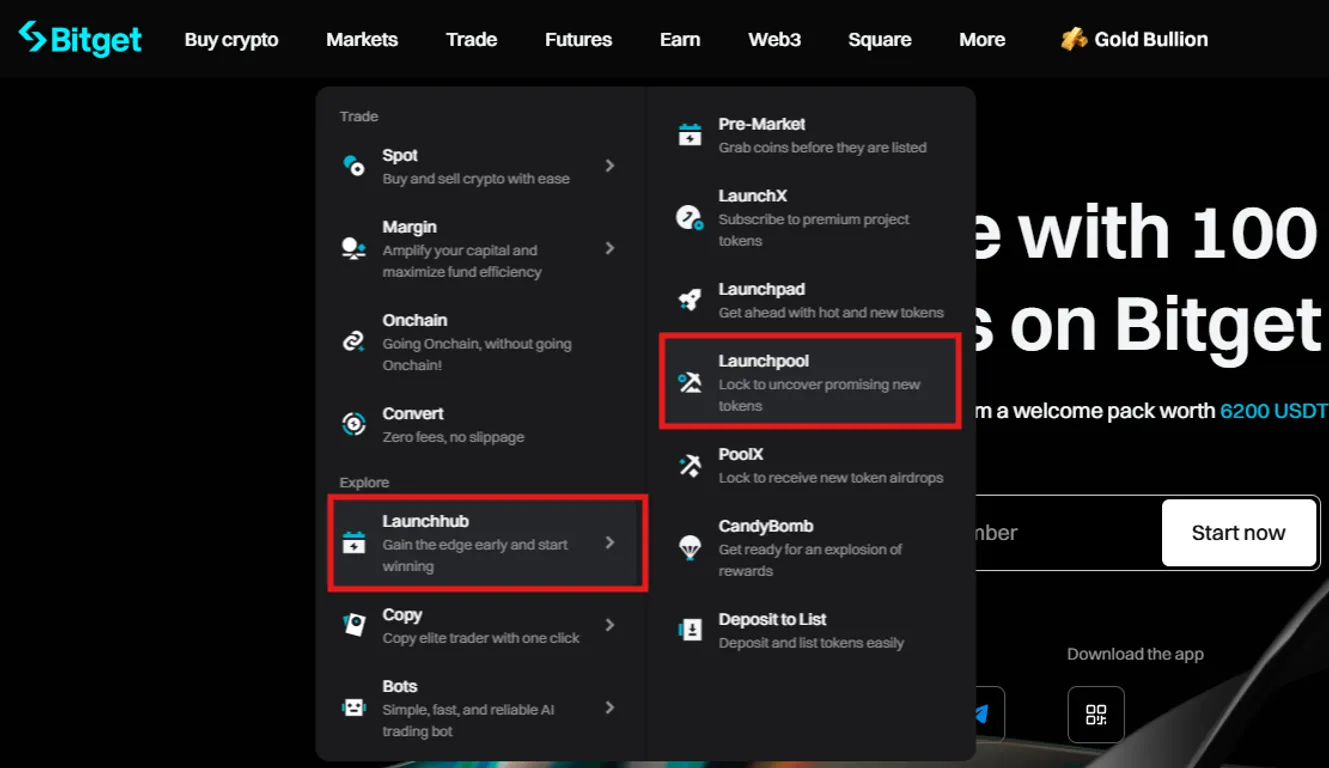 Bitget launchpool navigation