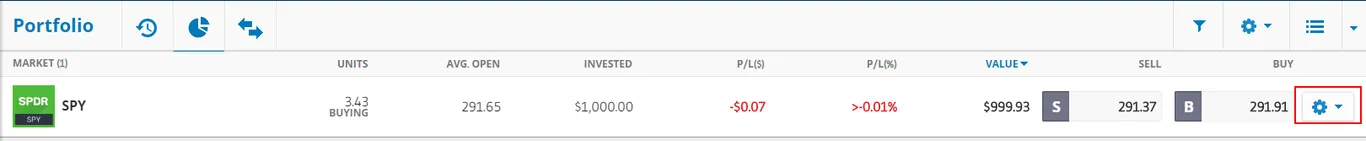 invest in SPY ETF on eToro