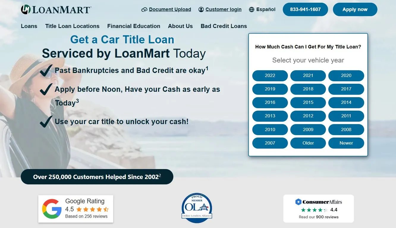 LoanMart instant online title loan service website 