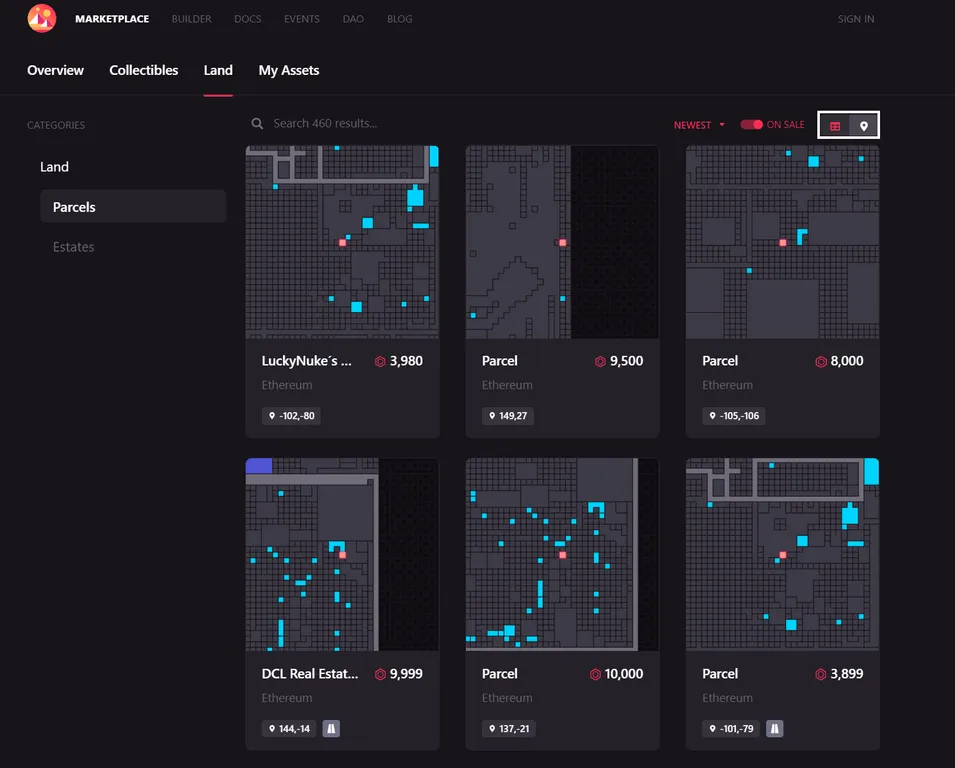 Land for sale on Decentraland
