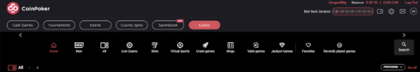 CoinPoker Casino tab