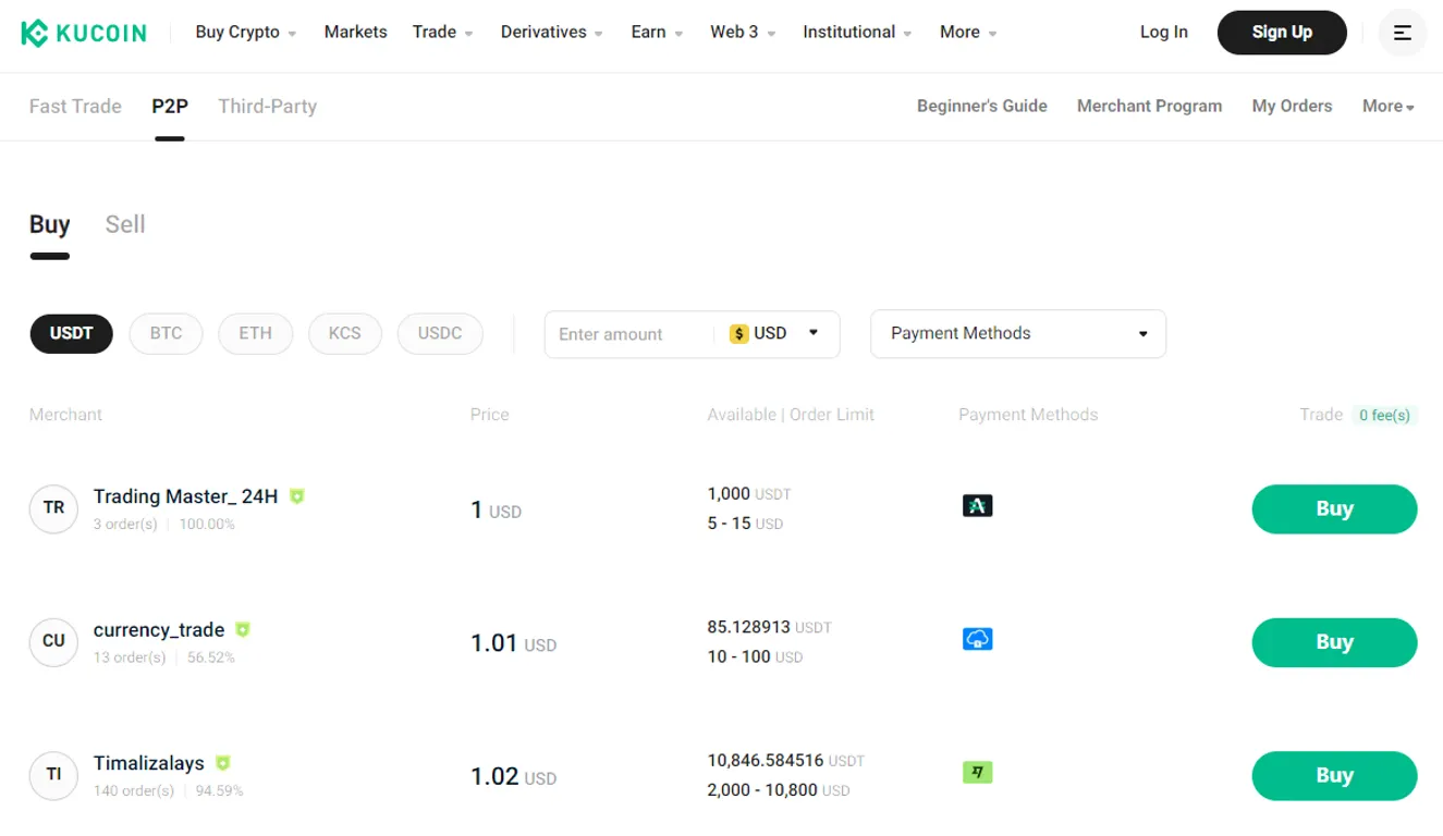 kucoin p2p homepage