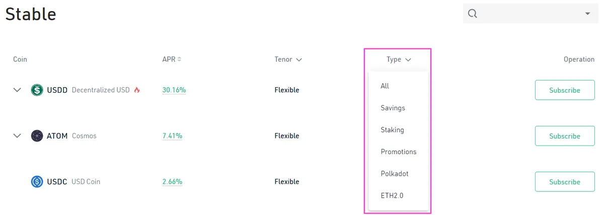 Types of KuCoin Earn products