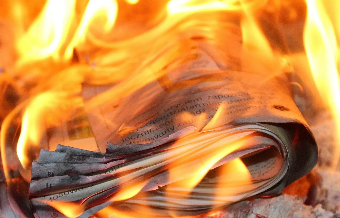 Paper on fire