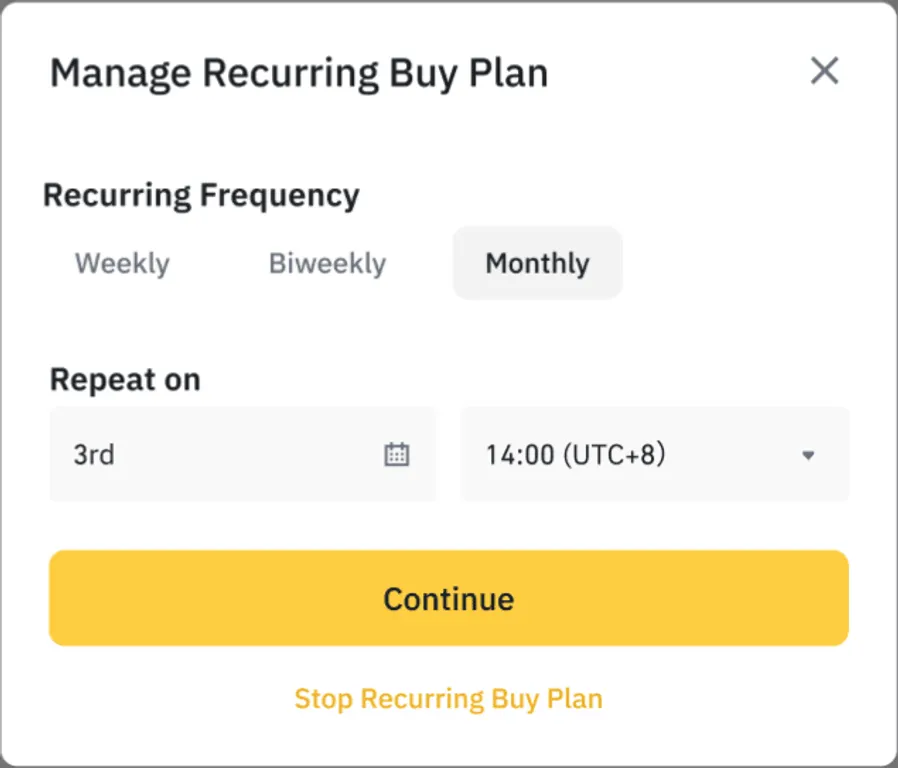 Cancel recurring buy on Binance